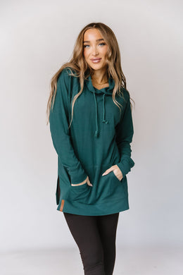 Ampersand SideSlit Hoodie in Teal