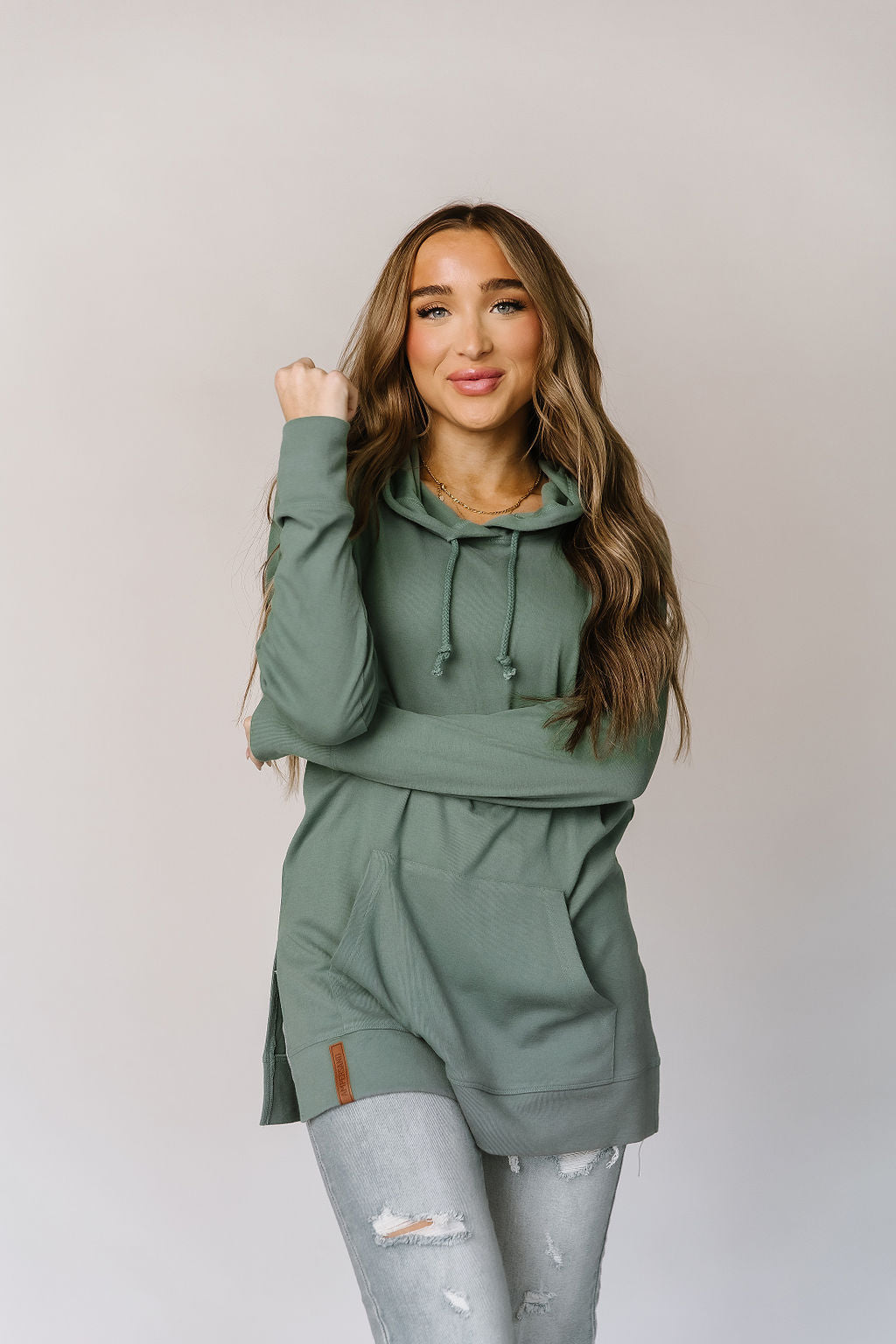 Ampersand SideSlit Hoodie in Chive