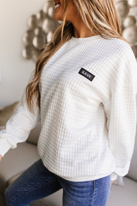 Ampersand Quilted Pullover in White