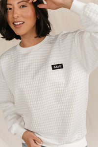 Ampersand Quilted Pullover in White