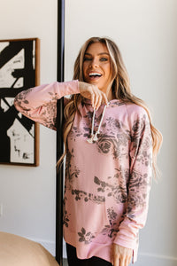 Ampersand SideSlit Hoodie in Smell The Roses