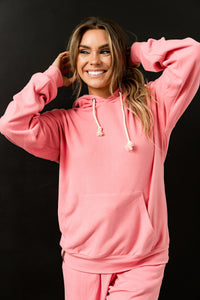 Ampersand Performance Fleece University Hoodie in Pink Tulip