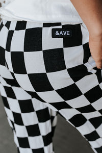 Ampersand Checkered Joggers in Black Jack