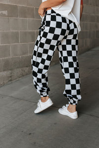 Ampersand Checkered Joggers in Black Jack