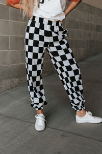 Ampersand Checkered Joggers in Black Jack