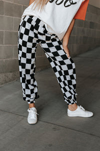 Ampersand Checkered Joggers in Black Jack