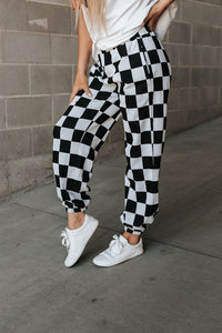 Ampersand Checkered Joggers in Black Jack