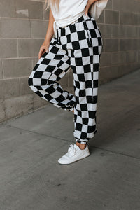 Ampersand Checkered Joggers in Black Jack