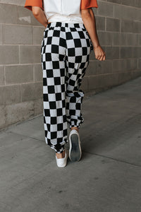 Ampersand Checkered Joggers in Black Jack