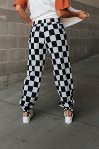 Ampersand Checkered Joggers in Black Jack