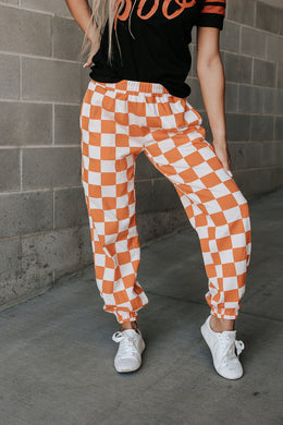 Ampersand Checkered Joggers in Pumpkin Spice