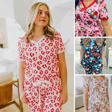 Load image into Gallery viewer, PREORDER: Short Sleeve Jogger PJ Set in Assorted Prints