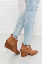 Load image into Gallery viewer, Trust Yourself Embroidered Crossover Cowboy Bootie in Caramel
