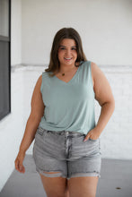 Load image into Gallery viewer, Trust Me V-Neck Tank in Dusty Green