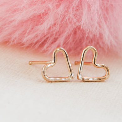 Hammered Heart Stud Earrings
