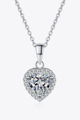 1 Carat Moissanite Heart Pendant Chain Necklace