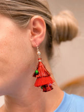 Load image into Gallery viewer, PREORDER: Christmas Tinsel Dangle Earrings in Two Colors