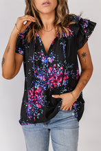 Load image into Gallery viewer, Floral Flutter Sleeve Blouse