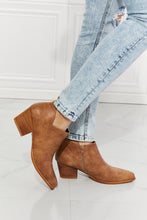 Load image into Gallery viewer, Trust Yourself Embroidered Crossover Cowboy Bootie in Caramel