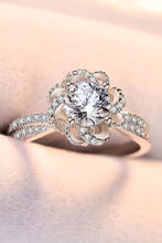 Load image into Gallery viewer, 2 Carat Moissanite Floral Platinum-Plated Ring