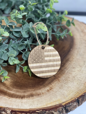 American Flag Wood Ornament