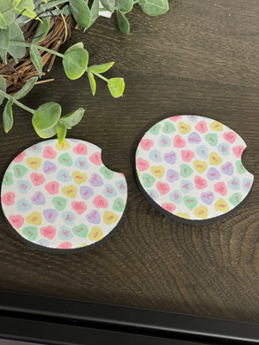 Anti Valentines Conversation Hearts Car Coaster Set