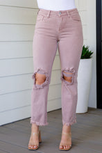 Load image into Gallery viewer, Babs High Rise Distressed Straight Risen Jeans in Mauve