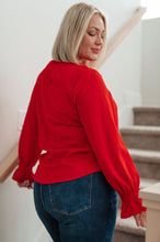 Load image into Gallery viewer, Peaceful Moments Smocked Sleeve Blouse in Red