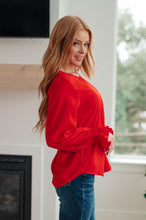 Load image into Gallery viewer, Peaceful Moments Smocked Sleeve Blouse in Red
