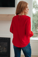 Load image into Gallery viewer, Peaceful Moments Smocked Sleeve Blouse in Red
