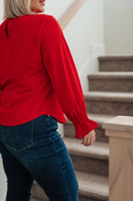 Load image into Gallery viewer, Peaceful Moments Smocked Sleeve Blouse in Red