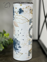 Load image into Gallery viewer, Blue Floral Mom Custom Names 20oz Skinny Tumbler