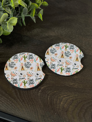 Boho Wild & Free Car Coaster Set
