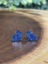 Load image into Gallery viewer, Bunny Blue Glitter Stud Earrings