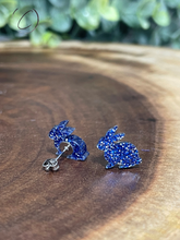 Load image into Gallery viewer, Bunny Blue Glitter Stud Earrings