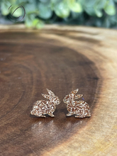 Load image into Gallery viewer, Bunny Gold Glitter Stud Earrings