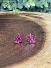 Load image into Gallery viewer, Bunny Pink Glitter Stud Earrings