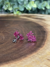 Load image into Gallery viewer, Bunny Pink Glitter Stud Earrings