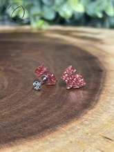 Load image into Gallery viewer, Bunny Rose Gold Glitter Stud Earrings