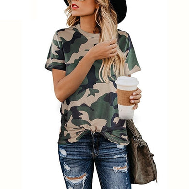 Camo Print Short Sleeve Top