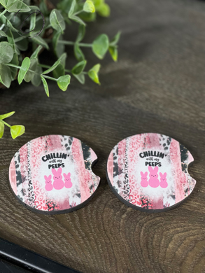 Chillin' With My Peeps Strokes Car Coaster Set