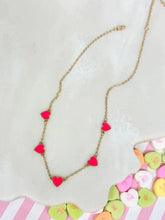 Load image into Gallery viewer, PREORDER: Classic Pink Heart Enamel Station Necklace
