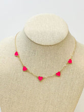 Load image into Gallery viewer, PREORDER: Classic Pink Heart Enamel Station Necklace