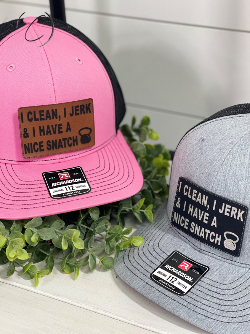 Adult I Clean, Jerk & Have A Nice Snatch Patch Snapback Hat