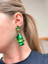 Load image into Gallery viewer, PREORDER: Clover Tinsel Fringe Dangle Earrings
