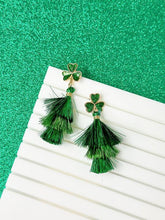 Load image into Gallery viewer, PREORDER: Clover Tinsel Fringe Dangle Earrings