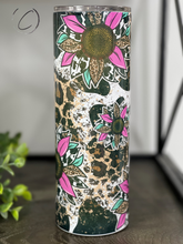 Load image into Gallery viewer, Cowhide Leopard Sunflower 20oz Skinny Tumbler