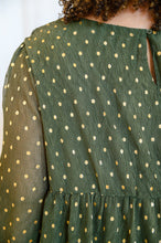 Load image into Gallery viewer, Coya Metallic Dot Tiered Blouse in Olive