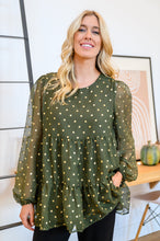 Load image into Gallery viewer, Coya Metallic Dot Tiered Blouse in Olive