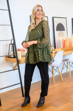 Load image into Gallery viewer, Coya Metallic Dot Tiered Blouse in Olive